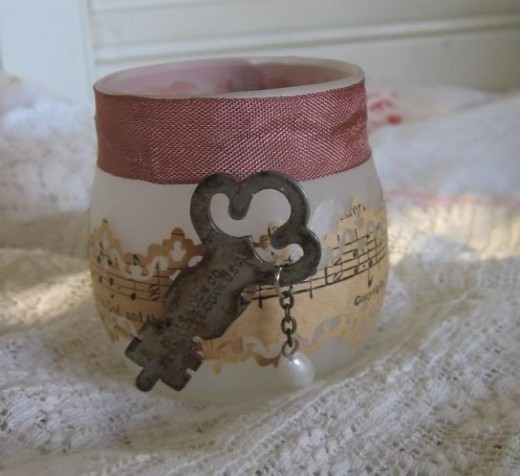 Vintage paper, ribbon, key and dangle