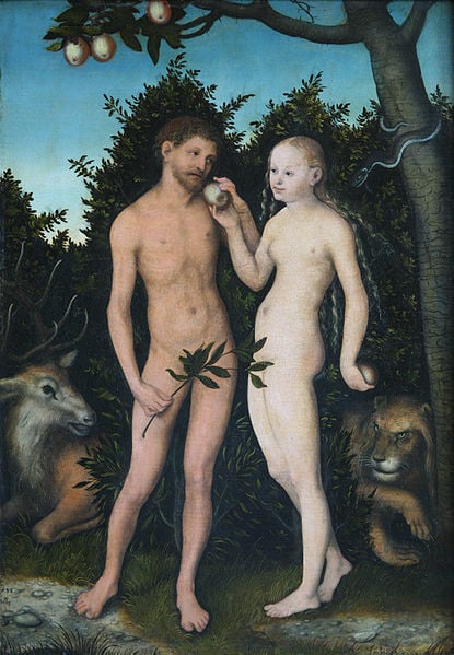 Adam and Eve by Lucas Cranach the Elder. Public domain - copyright expired. http://en.wikipedia.org/wiki/File:Lucas_Cranach_the_Elder-Adam_and_Eve_1533.jpg 