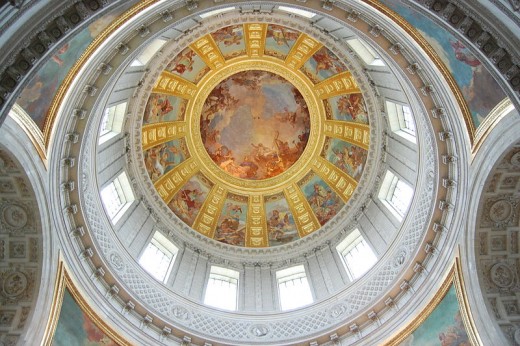 The dome that overlooks Napoleon's tomb in Les Invalides, France.