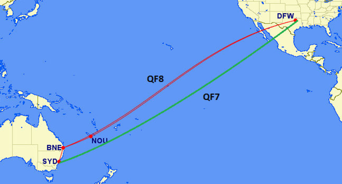 Direct Flights from the USA to Australia: Qantas Flight 8: Dallas (DFW