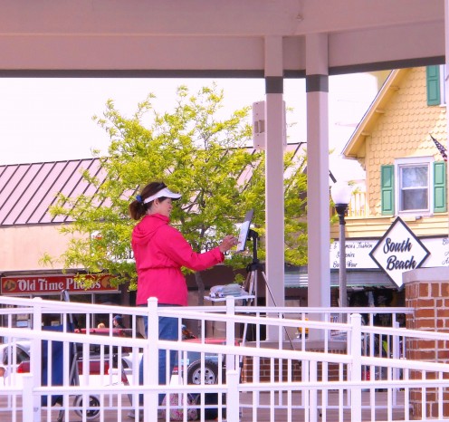 The Rehoboth Beach Bandstand gave Christine Heyse an elevated view of the boardwalk and ocean. 