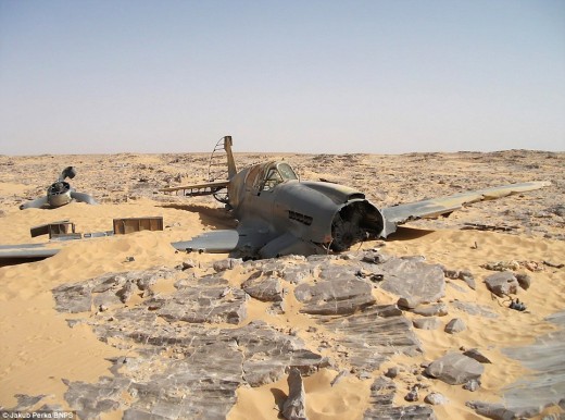 An American-built Curtiss Kittyhawk, discovered in the Sahara desert of Egypt after its young British pilot disappeared in 1942.