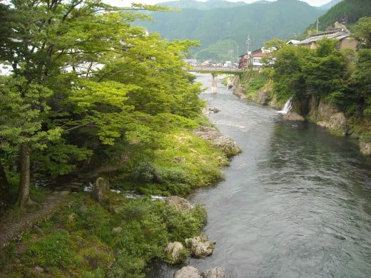 A view of the Nagara River in the middle of Gujo City.