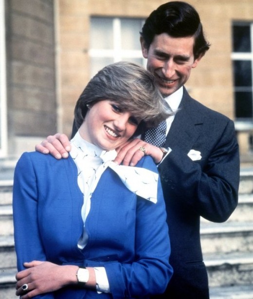 The late Princess Diana with Prince Charles. On her finger is the same ring that Prince William gave to Kate Middleton when he proposed to her.