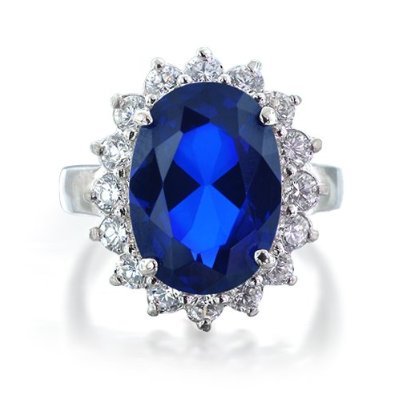 Bling Jewelry Sterling Silver CZ Blue Sapphire Color Royal Engagement ring