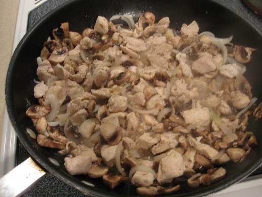 Remove excess liquid released from mushrooms before adding Marsala sauce.