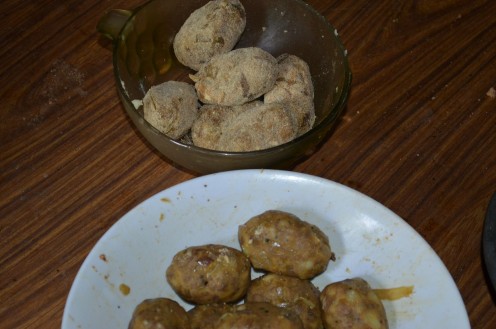 Cutlet half way of preparation
