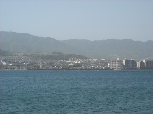 View of Hiroshima City from a ferry.