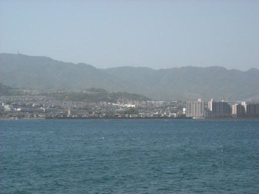 View of Hiroshima City from a ferry.