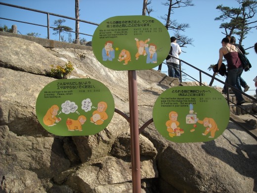 Sign on Mt. Misen warning of monkeys.