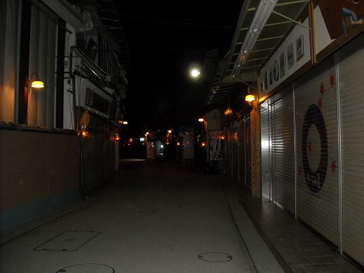 Miyajima Town at night.