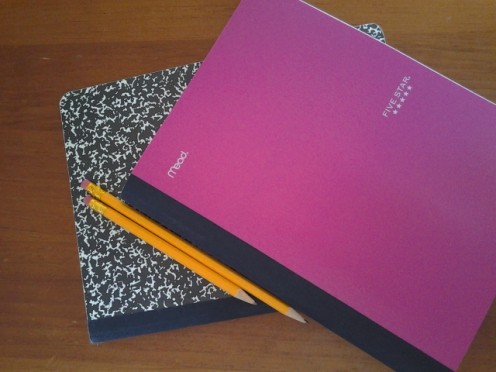 Note pad and journal with pencils