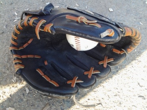 Baseball glove and baseball