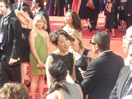 Sandra Oh red carpet interview, 60th Annual Emmy Awards, Nokia Theater, Sept. 21, 2008. 