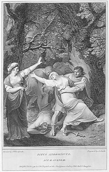 Illustration of Act II, Scene III: The Rape of Lavinia