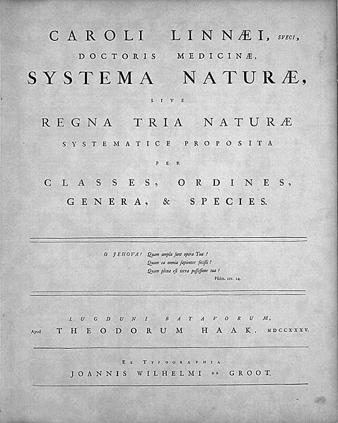 Systema Naturae, Leiden, 1735