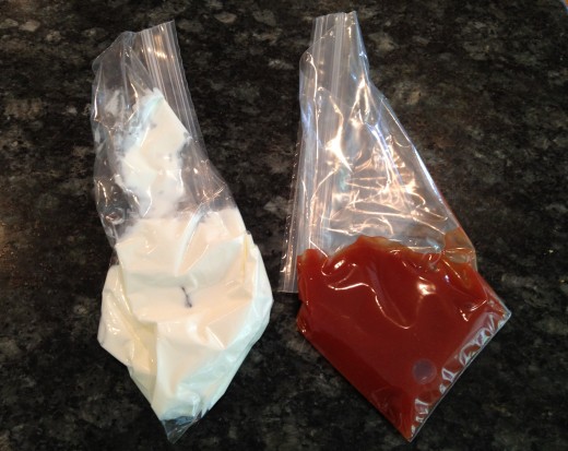 Use small ziploc bags to pipe sour cream and taco sauce stripes