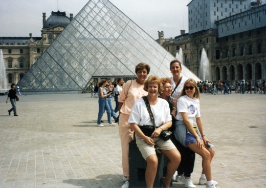 Entrance to the Louvre museum - the glass pyramid by architect I.M. Pei
