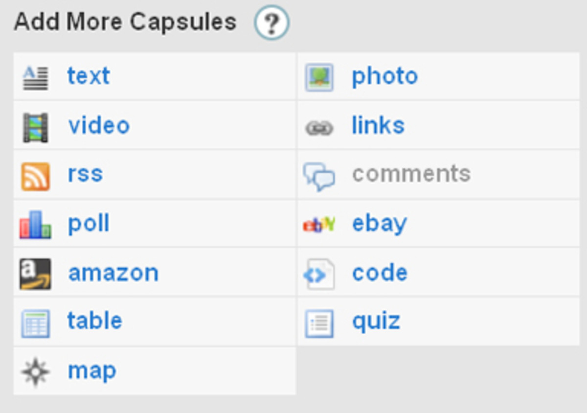 The Add More Capsules control box, with the Link option on the right, second down from the top.
