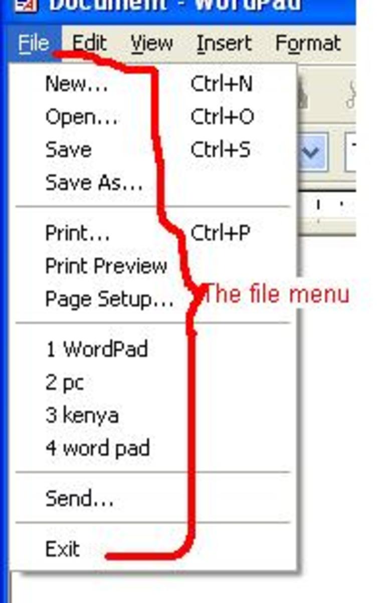 The file menu