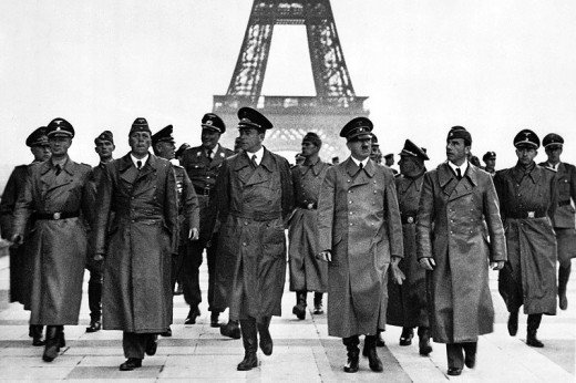 Hitler and his henchmen at the Eiffel Tower