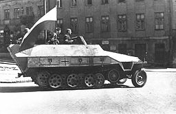 A captured German tank during the Warsaw Uprising
