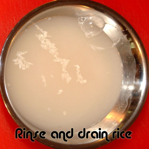 Rinse the rice a couple of times and drain.