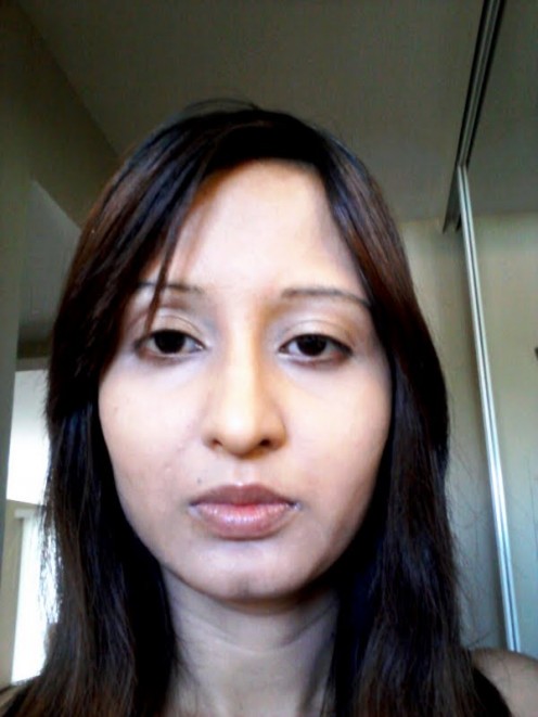 the changed look after concealer and foundation.