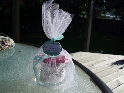 Wrapped up mini zen garden favor ready to gift