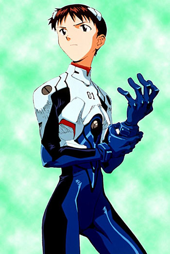 Meet Shinji Ikari: 14 year old high school student thrown into the cusp of world-threatening turmoil and all he does is whine and grown about how his daddy doesn't love him. To say he is a wimp is only a compliment when it comes to Shinji here.