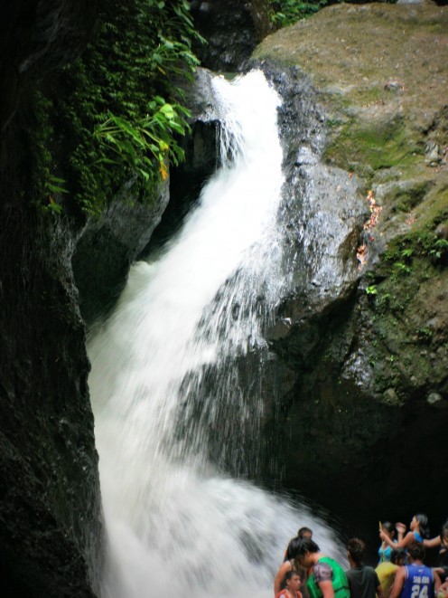 the refreshing water of the falls