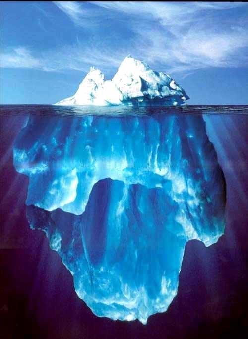 You only see approx. 10% of an iceberg, the bulk lurks down below.