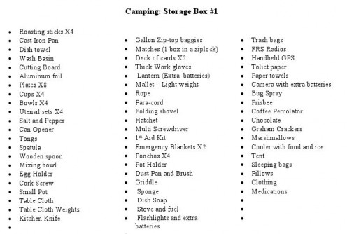 Printable Camping Checklist