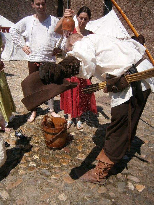 Medieval shower on a very hot day