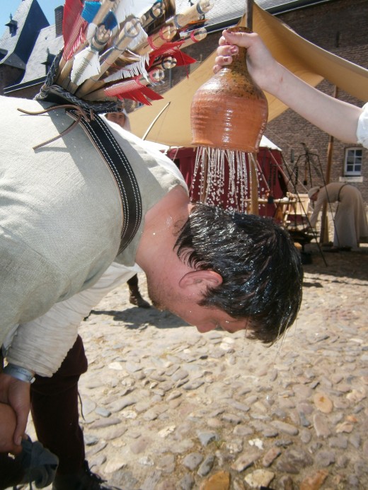 Medieval shower on a very hot day