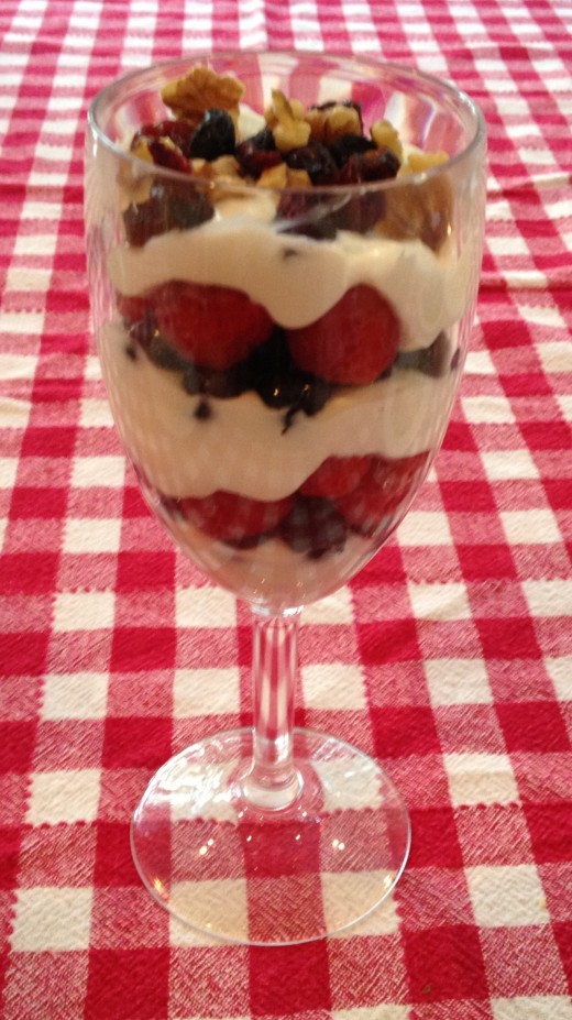 Healthy fruit and yogurt parfait.
