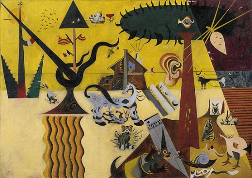 The Tilted Field 1923-24  Guggenheim Museum, New York City.  Miro's first Surrealist masterpiece.