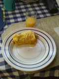 Omelet with Avocado, Bacon and Cheese.