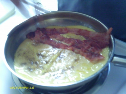 Add the bacon slices