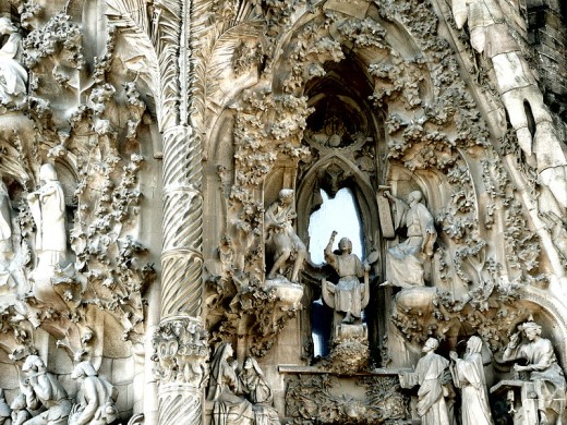 Close up of Gaudi's Nativity facade