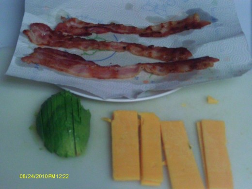 Healthy ingredients: Avocado, Bacon, & Cheese.