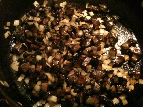 Fried Portobello mushrooms and onions