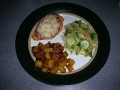 Quick and Easy Chicken Parmesan with Sweet Plantains and Alfalfa Sprout Salad