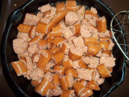 1 16 oz package of favorite sausage - Browned