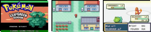 Pokemon leafgreen / firered title screen, gameplay