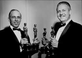 Robert Wise and Jerome Robbins with some of West Side Story's Oscars.