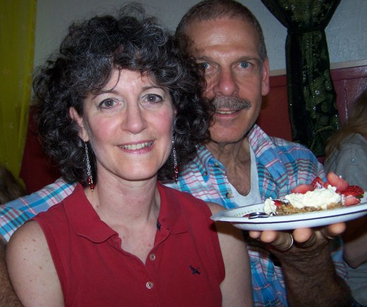 Leagh and Lohrainne enjoy Apple Blueberry Fruit Crisp at a birthday party.