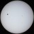 Transit of Venus 6:10 PM. It's moving! Also, the sunspots are changing slightly.