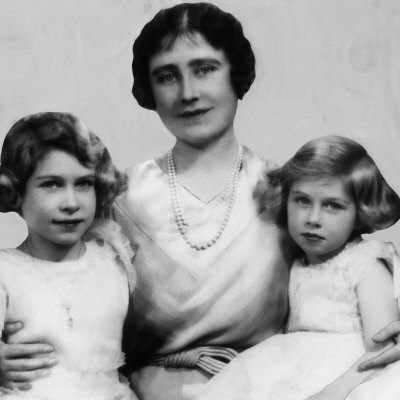 The Duchess of York with Princess Elizabeth and Princess Margaret Rose