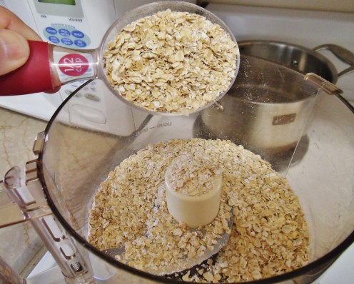 I like to begin with the oats, then add the other ingredients.  